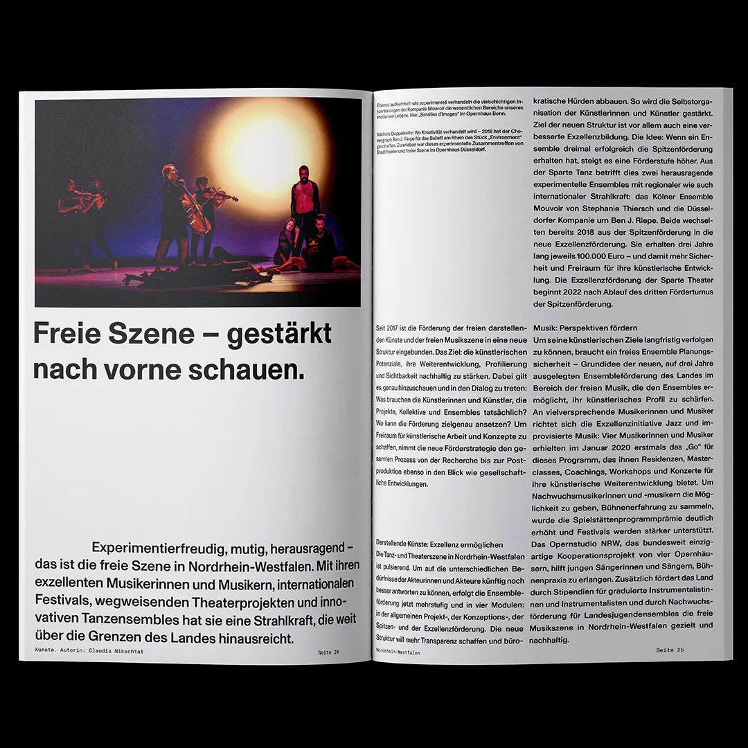 Ministerium für Kultur und Wissenschaft Nordrhein-Westfalen, Magazin, Publikation, Stan Hema, editorial design